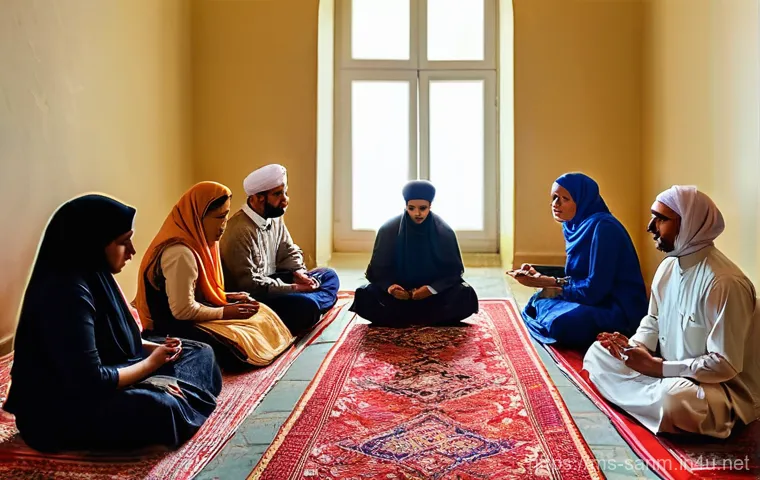 산마리노 내 종교 및 신앙 생활 - **Prompt 2: Interfaith Dialogue at the Chapel of Three Religions**
    "An interior, realistic photo...