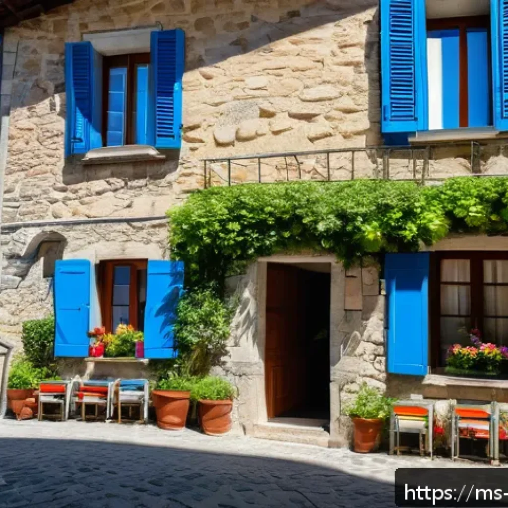 산마리노에서의 여행 경비 절약 팁 - A charming budget guesthouse exterior in Borgo Maggiore, San Marino, showing a quaint stone building...