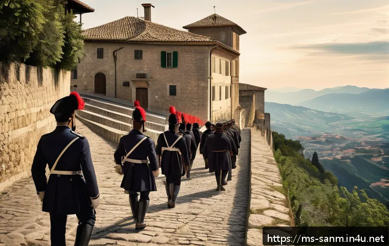 산마리노 나폴레옹 관계 - A detailed historical map scene of San Marino during the French Revolution era, showing the small re...